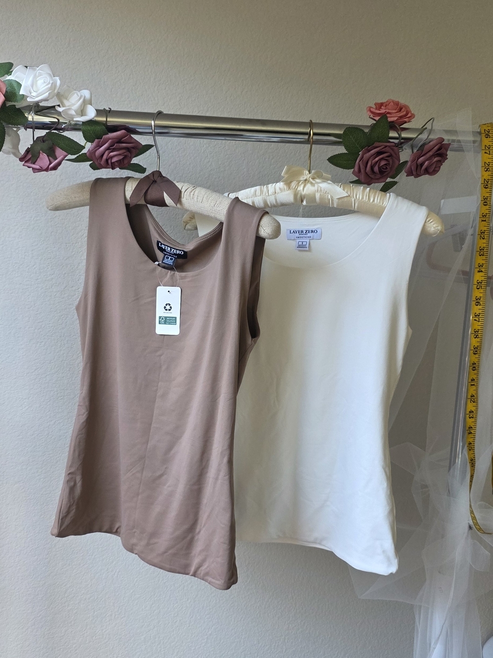 Sleeveless Tank Top - Cream and Taupe